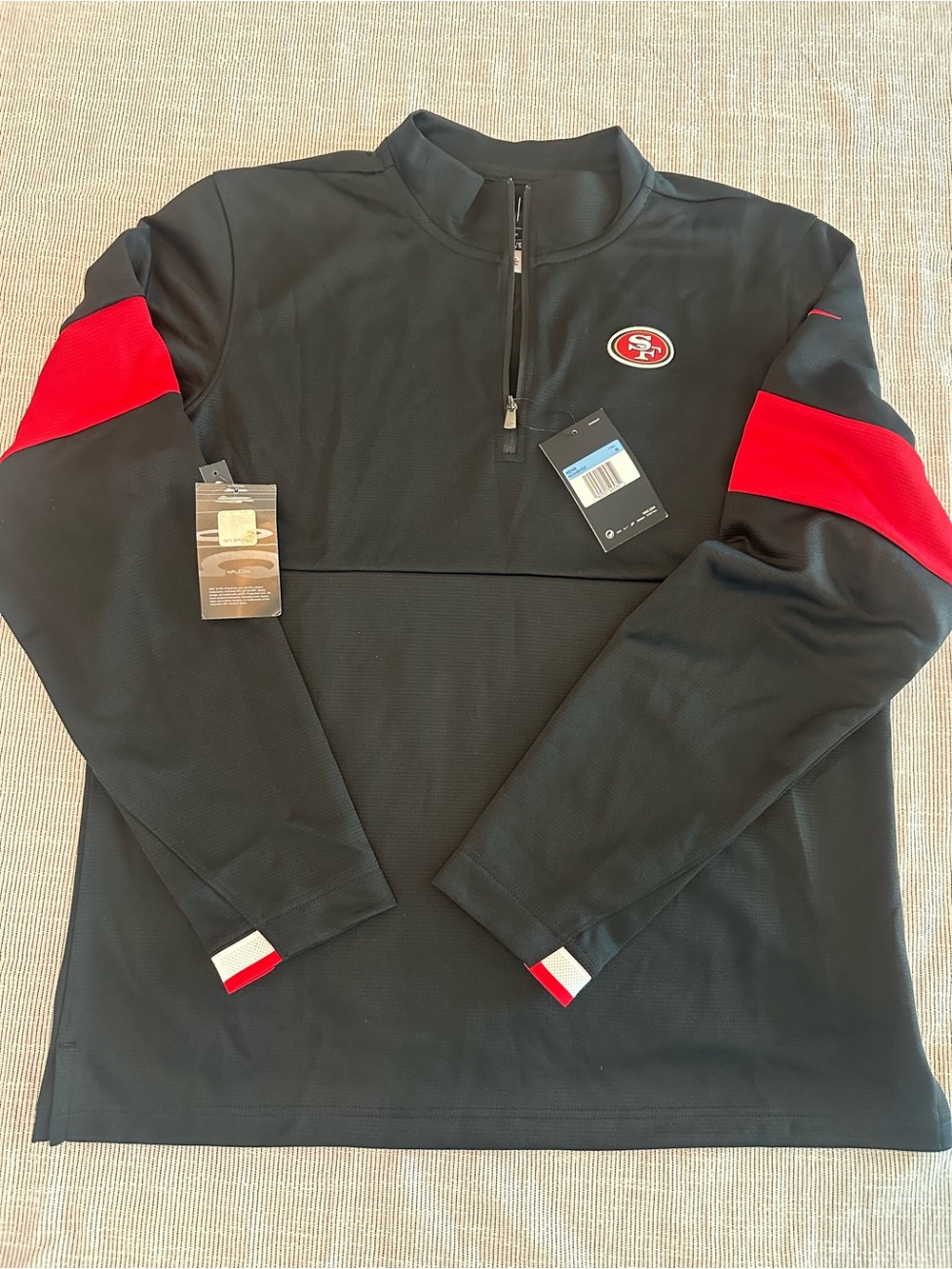 Nike NFL 49ers Onfield Apparel Black Quarter-Zip Pullover - NEW with tags
